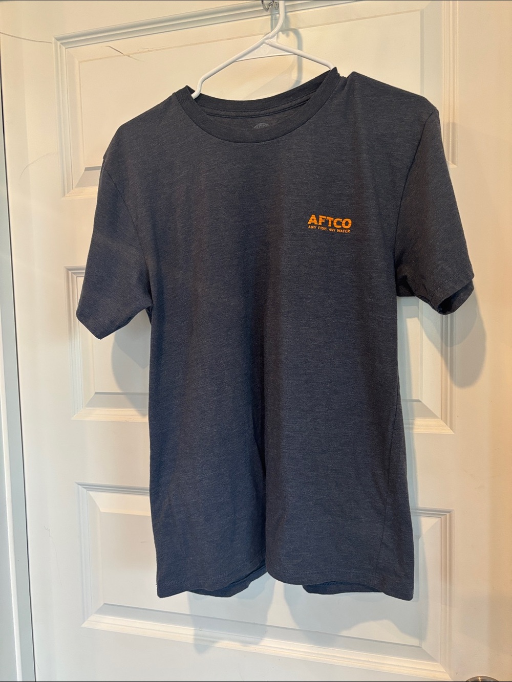 AFTCO Charcoal Navy Tee with Gold Logo